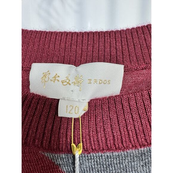 Erdos Mens Xl PURE CASHMERE Jumper Sweater CRANBERRY RED Vneck Pullover mens LG - Picture 2 of 7